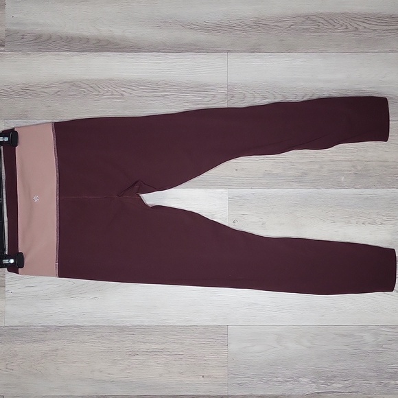 🛍Athleta Womens S Chroma 7/8 Tight Burgundy Pink Color Block Leggings Active‎ - Picture 3 of 7